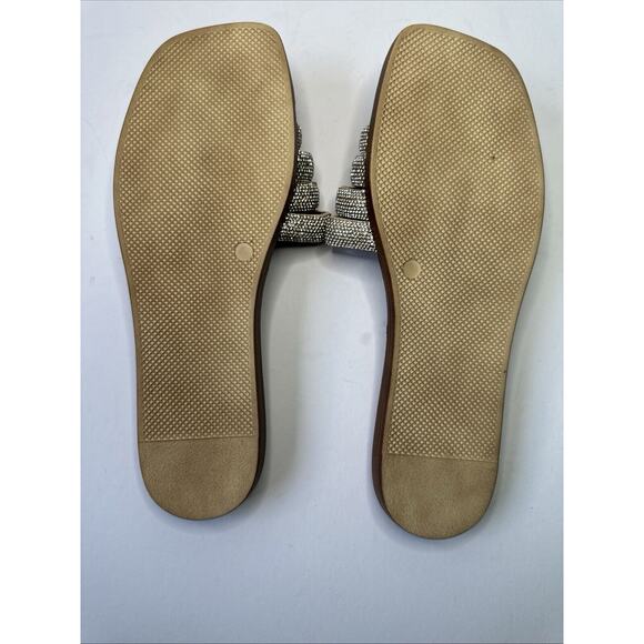 Mariella Leather Slip-On Sandals Faux Diamond Accent Size 8 - Picture 10 of 10